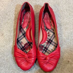 Born Red Leather Knotted Ballet Flats-Size 7